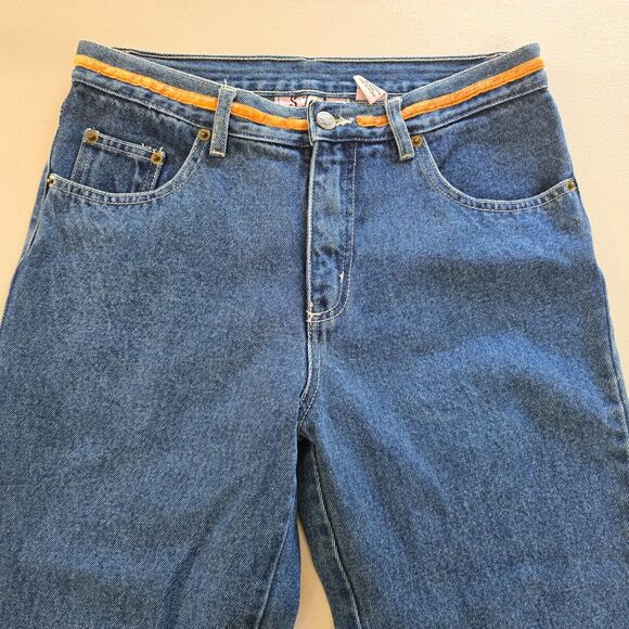 S.L.A. Jeans Junior 7 8 Cut Off Floral Embroidered Straight Leg Medium Wash Blue - Picture 3 of 16